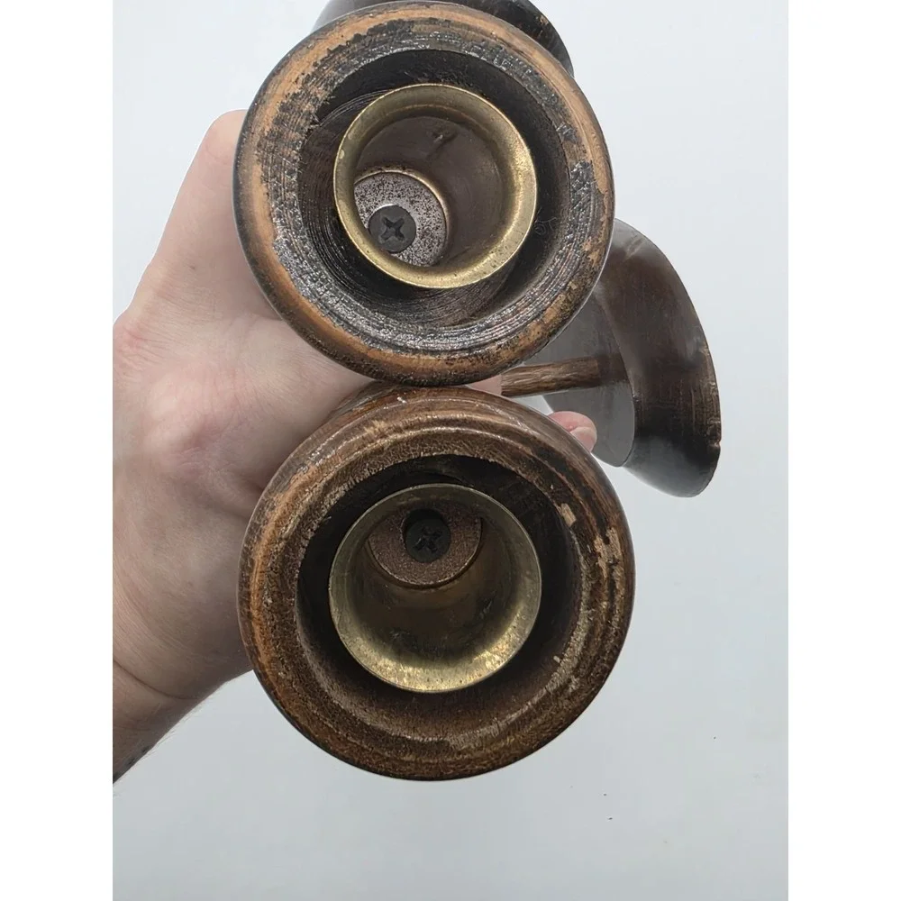 Pair Of Vintage Wooden Wall Mounted  Tappered Candlestick Holders